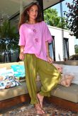 Izi Cheesecloth Button Tee Candy